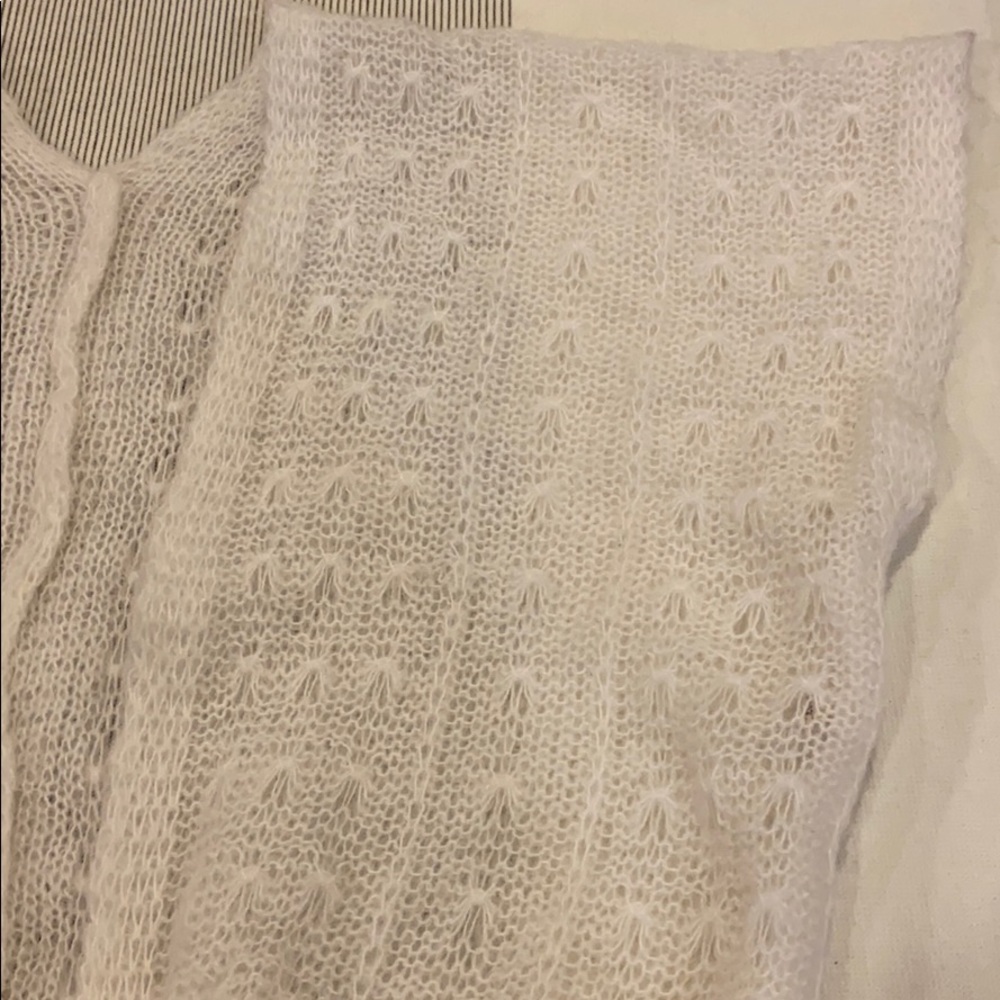 Vintage S-M White Ivory Wrap Crop Sweater Tie - Picture 2 of 13